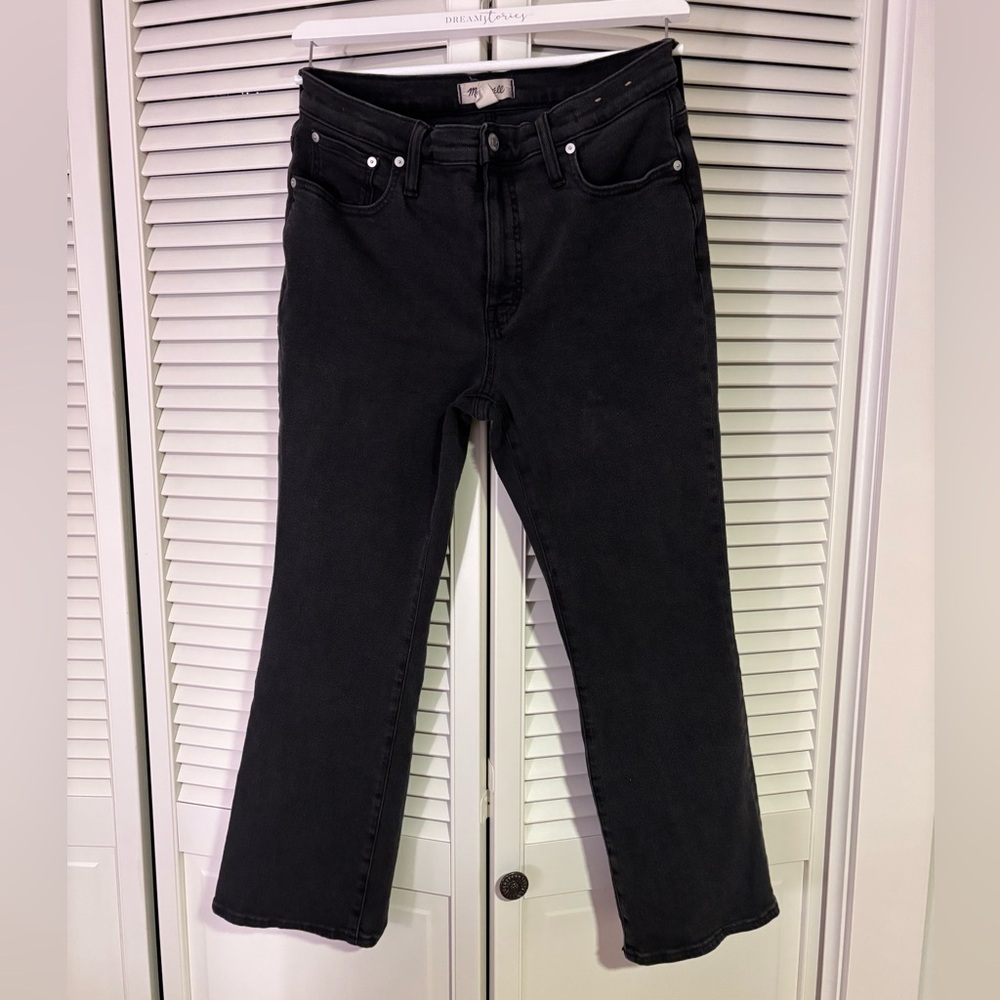 Madewell Black Denim Jeans, Mid-Rise Kick Out